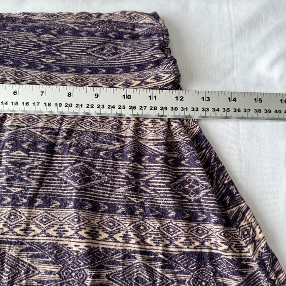 Bobeau Women's Boho Small Pull-On A-Line Midi Skirt Purple Aztec Tribal Festival - Picture 10 of 15